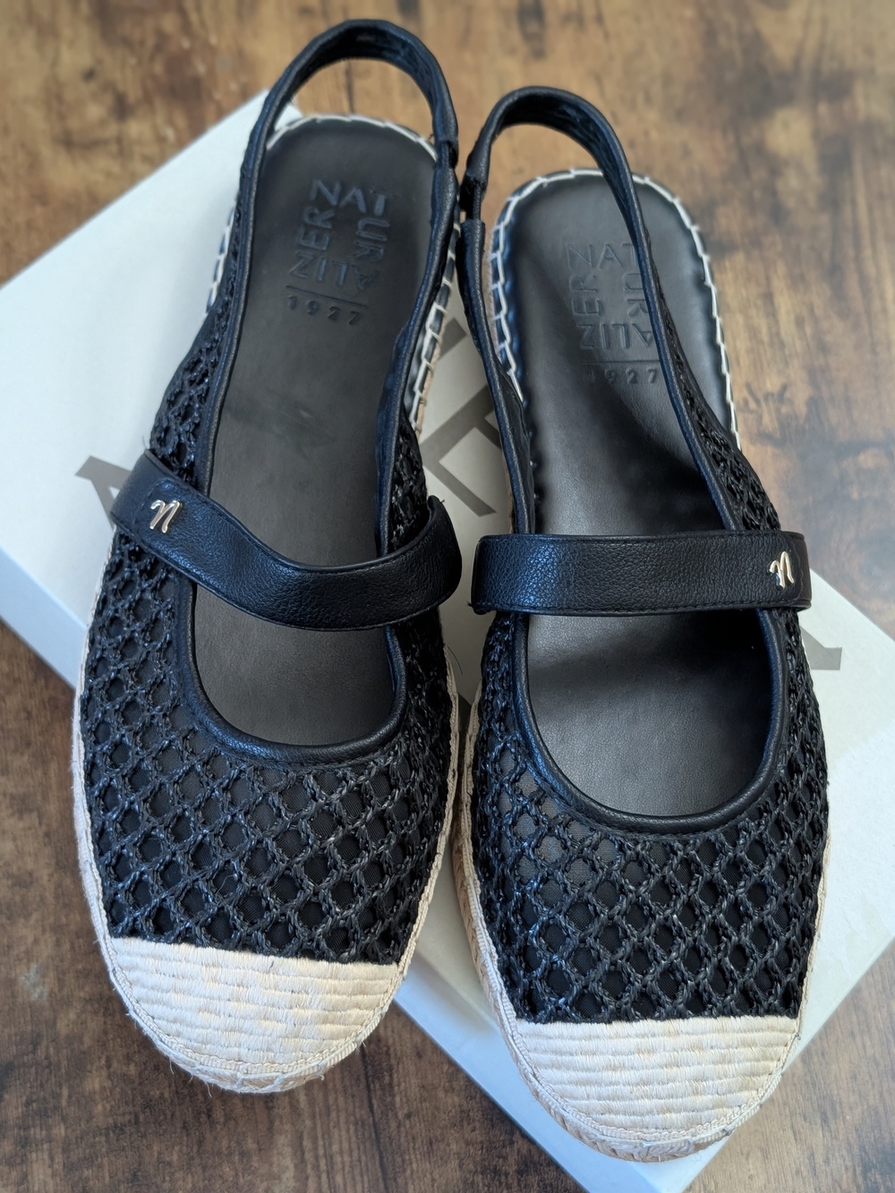 Naturalizers Women's Black Mesh Espadrille Slingback